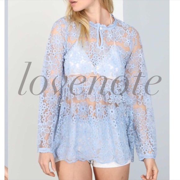 POL Tops Last Pol Floral Sheer Lace Long Sleeve Top Blouse Poshmark
